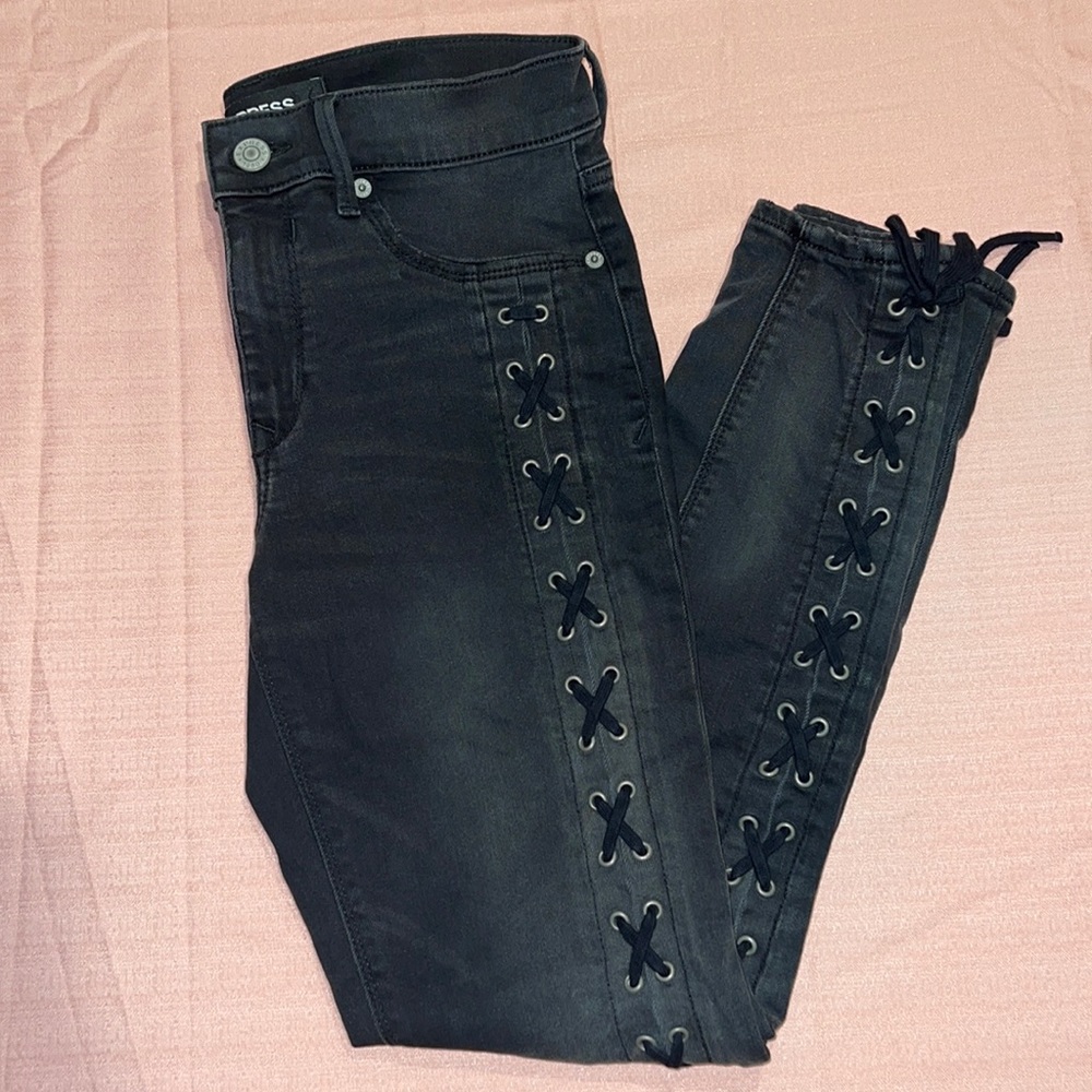 Express black lace up jeans